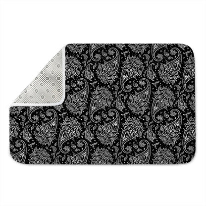 White And Black Paisley Pattern Print Indoor Door Mat