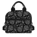 White And Black Paisley Pattern Print Insulated Lunch Bag