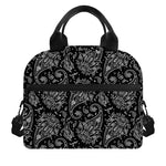 White And Black Paisley Pattern Print Insulated Lunch Bag