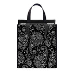 White And Black Paisley Pattern Print Insulated Lunch Tote