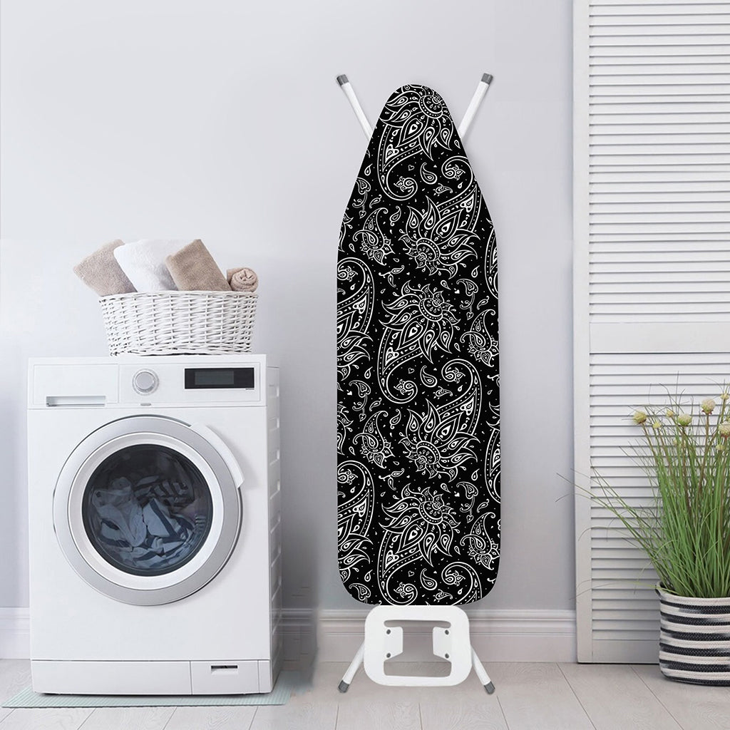 White And Black Paisley Pattern Print Ironing Board Cover