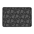 White And Black Paisley Pattern Print Kitchen Mat