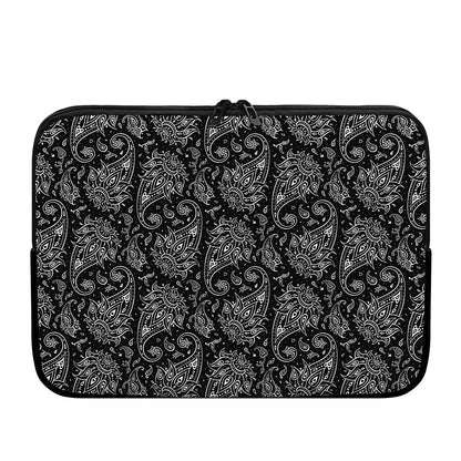 White And Black Paisley Pattern Print Laptop Sleeve