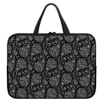 White And Black Paisley Pattern Print Laptop Sleeve With Handle