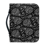 White And Black Paisley Pattern Print Leather Bible Cover