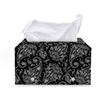 White And Black Paisley Pattern Print Leather Tissue Box Cover