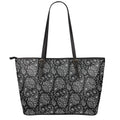 White And Black Paisley Pattern Print Leather Tote Bag With Zipper
