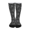 White And Black Paisley Pattern Print Long Socks