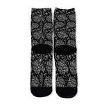 White And Black Paisley Pattern Print Long Socks