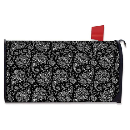 White And Black Paisley Pattern Print Mailbox Cover