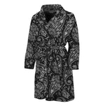 White And Black Paisley Pattern Print Men's Bathrobe