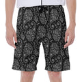 White And Black Paisley Pattern Print Men's Beach Shorts