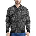 White And Black Paisley Pattern Print Men's Bomber Jacket