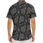 White And Black Paisley Pattern Print Men's Deep V-Neck Shirt