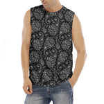 White And Black Paisley Pattern Print Men's Fitness Tank Top