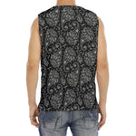 White And Black Paisley Pattern Print Men's Fitness Tank Top