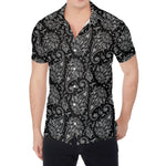 White And Black Paisley Pattern Print Men's Shirt