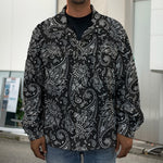White And Black Paisley Pattern Print Men's Shirt Jacket