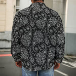 White And Black Paisley Pattern Print Men's Shirt Jacket