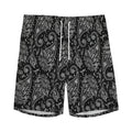 White And Black Paisley Pattern Print Men's Athletic Shorts