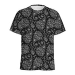 White And Black Paisley Pattern Print Men's Sports T-Shirt