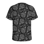 White And Black Paisley Pattern Print Men's Sports T-Shirt