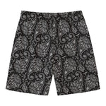 White And Black Paisley Pattern Print Men's Swim Trunks