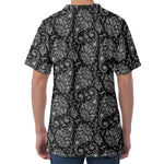 White And Black Paisley Pattern Print Men's Velvet T-Shirt