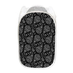 White And Black Paisley Pattern Print Mesh Laundry Hamper