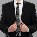 White And Black Paisley Pattern Print Necktie