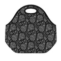 White And Black Paisley Pattern Print Neoprene Lunch Bag
