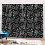 White And Black Paisley Pattern Print Pencil Pleat Curtains