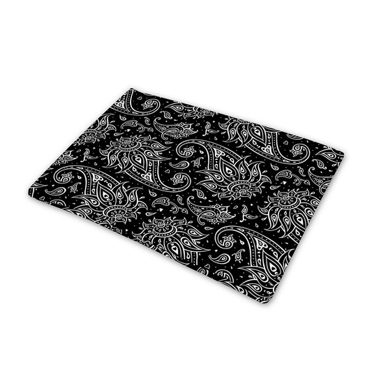 White And Black Paisley Pattern Print Pet Cooling Mat Cover