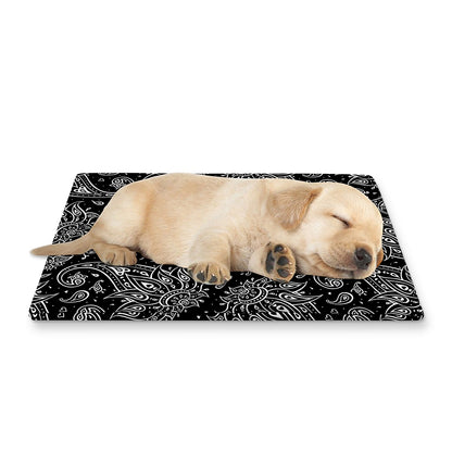 White And Black Paisley Pattern Print Pet Cooling Mat Cover
