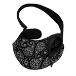 White And Black Paisley Pattern Print Pet Sling Carrier