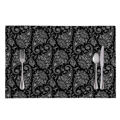 White And Black Paisley Pattern Print Placemat