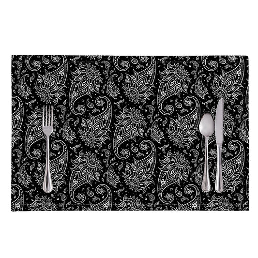 White And Black Paisley Pattern Print Placemat