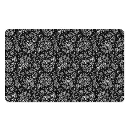 White And Black Paisley Pattern Print Polyester Doormat