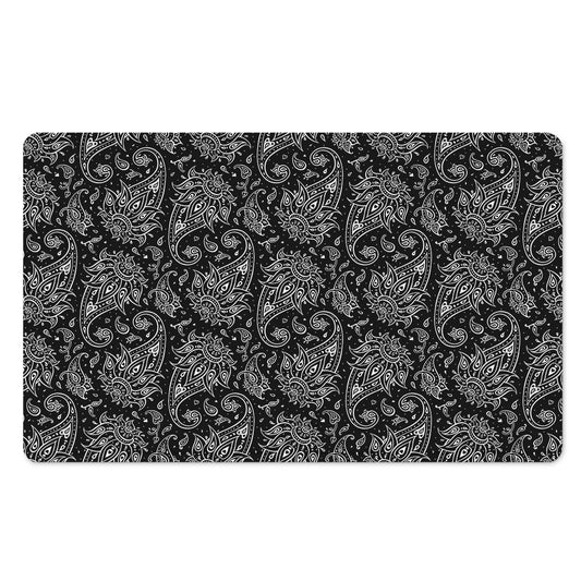 White And Black Paisley Pattern Print Polyester Doormat