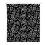 White And Black Paisley Pattern Print Polyester Shower Curtain