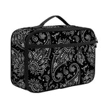 White And Black Paisley Pattern Print Portable Lunch Bag