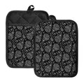 White And Black Paisley Pattern Print Pot Holders With Pocket