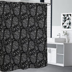 White And Black Paisley Pattern Print Premium Shower Curtain