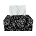 White And Black Paisley Pattern Print Rectangle Tissue Box Cover