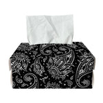 White And Black Paisley Pattern Print Rectangle Tissue Box Cover