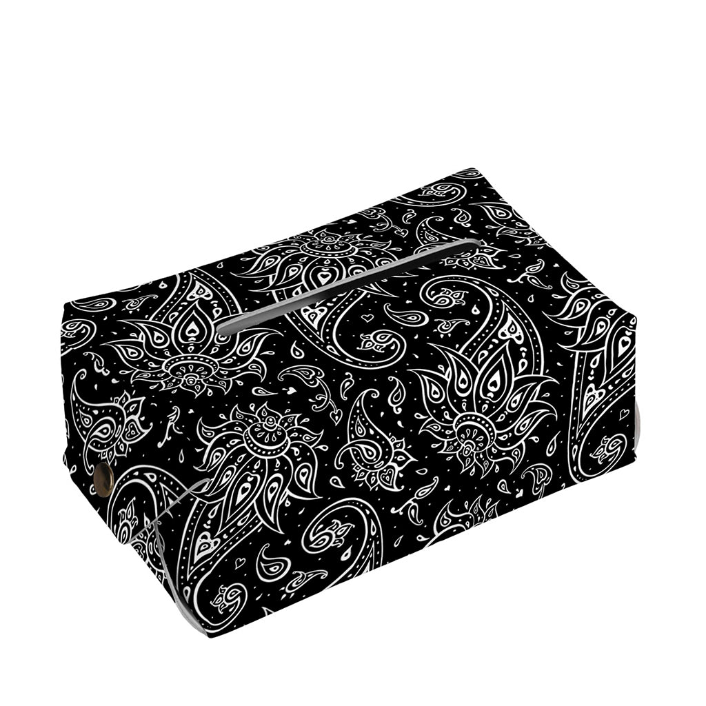 White And Black Paisley Pattern Print Rectangle Tissue Box Cover