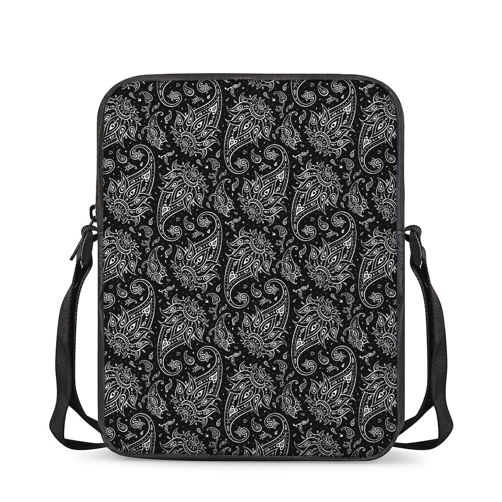 White And Black Paisley Pattern Print Rectangular Crossbody Bag