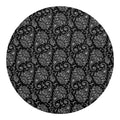 White And Black Paisley Pattern Print Round Blanket