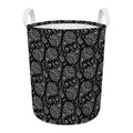 White And Black Paisley Pattern Print Round Laundry Basket