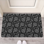 White And Black Paisley Pattern Print Rubber Doormat